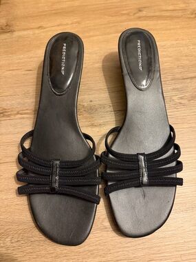 Predictions Black Multi-Strap Slide Mules